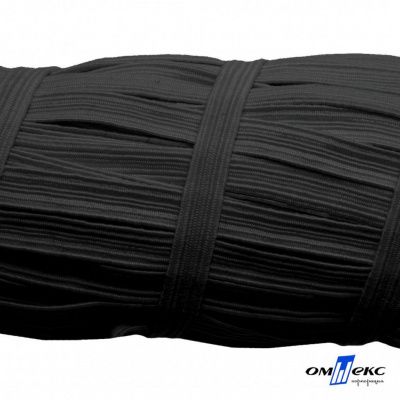 Резиновые нити с текстильным покрытием, шир. 6 мм (55 м/уп), цв.-черный - купить в Назрани. Цена: 210.75 руб.
