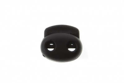 8049ТН Фиксатор пластиковый двухдырочный, 23х20 мм, цвет чёрный - купить в Назрани. Цена: 1.37 руб.