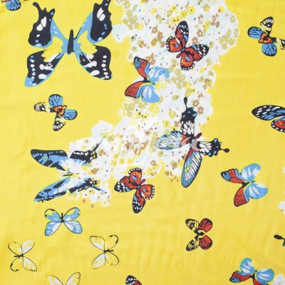 Плательная ткань "Софи" 7.2, 75 гр/м2, шир.150 см, принт бабочки - купить в Назрани. Цена 241.49 руб.