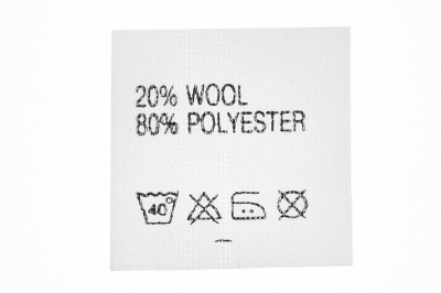 Состав и уход 20% wool 80% poliester - купить в Назрани. Цена: 64.21 руб.