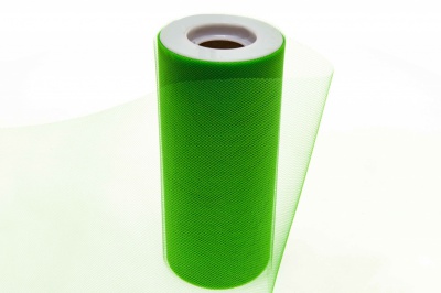 Фатин в шпульках 16-146, 10 гр/м2, шир. 15 см (в нам. 25+/-1 м), цвет зелёный - купить в Назрани. Цена: 100.69 руб.