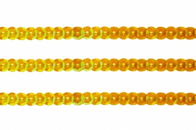Пайетки "ОмТекс" на нитях, CREAM, 6 мм С / упак.73+/-1м, цв. 92 - золото - купить в Назрани. Цена: 484.77 руб.