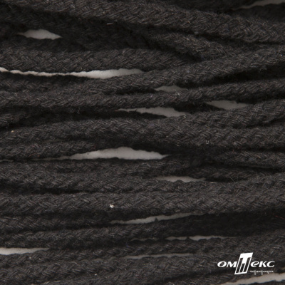 Шнур плетеный d-6 мм круглый, 70% хлопок 30% полиэстер, уп.90+/-1 м, цв.1078-черный - купить в Назрани. Цена: 588 руб.