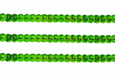 Пайетки "ОмТекс" на нитях, CREAM, 6 мм С / упак.73+/-1м, цв. 94 - зеленый - купить в Назрани. Цена: 297.48 руб.
