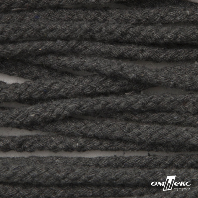 Шнур плетеный d-6 мм круглый, 70% хлопок 30% полиэстер, уп.90+/-1 м, цв.1088-т.серый - купить в Назрани. Цена: 594 руб.