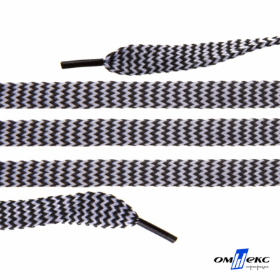 Шнурки #107-07, плоские 130 см, двухцветные цв.серый/чёрный - купить в Назрани. Цена: 23.03 руб.