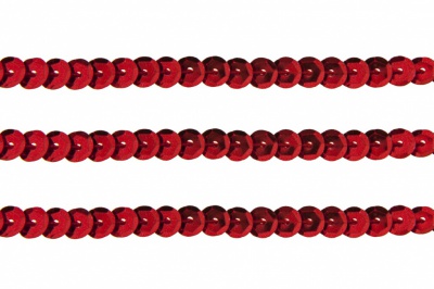Пайетки "ОмТекс" на нитях, SILVER-BASE, 6 мм С / упак.73+/-1м, цв. 3 - красный - купить в Назрани. Цена: 468.37 руб.