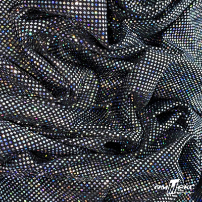 Трикотажное полотно голограмма, шир.140 см, #601-хамелеон чёрный - купить в Назрани. Цена 452.76 руб.