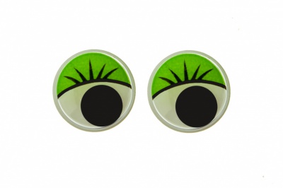 Глазки для игрушек, круглые, с бегающими зрачками, 15 мм/упак.50+/-2 шт, цв. -зеленый - купить в Назрани. Цена: 113.01 руб.
