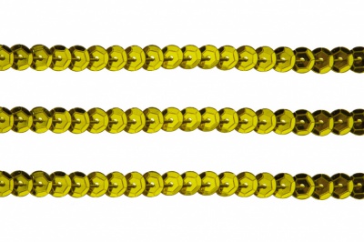 Пайетки "ОмТекс" на нитях, SILVER-BASE, 6 мм С / упак.73+/-1м, цв. 7 - св.золото - купить в Назрани. Цена: 468.37 руб.