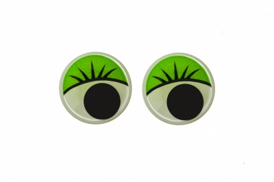 Глазки для игрушек, круглые, с бегающими зрачками, 12 мм/упак.50+/-2 шт, цв. -зеленый - купить в Назрани. Цена: 96.01 руб.