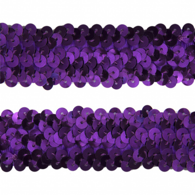 Тесьма с пайетками 12, шир. 30 мм/уп. 25+/-1 м, цвет фиолет - купить в Назрани. Цена: 1 098.48 руб.