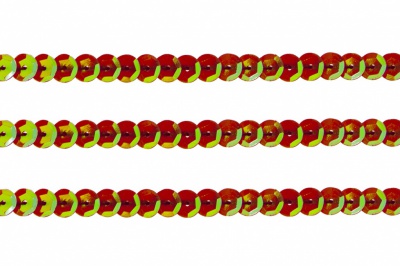 Пайетки "ОмТекс" на нитях, CREAM, 6 мм С / упак.73+/-1м, цв. 96 - красный - купить в Назрани. Цена: 484.77 руб.