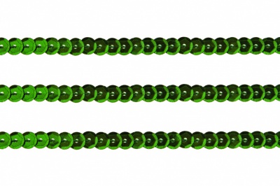 Пайетки "ОмТекс" на нитях, SILVER-BASE, 6 мм С / упак.73+/-1м, цв. 4 - зеленый - купить в Назрани. Цена: 484.77 руб.