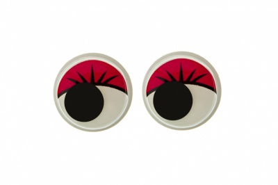 Глазки для игрушек, круглые, с бегающими зрачками, 12 мм/упак.50+/-2 шт, цв. -красный - купить в Назрани. Цена: 95.04 руб.