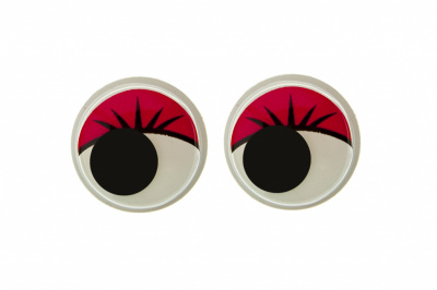 Глазки для игрушек, круглые, с бегающими зрачками, 15 мм/упак.50+/-2 шт, цв. -красный - купить в Назрани. Цена: 113.01 руб.